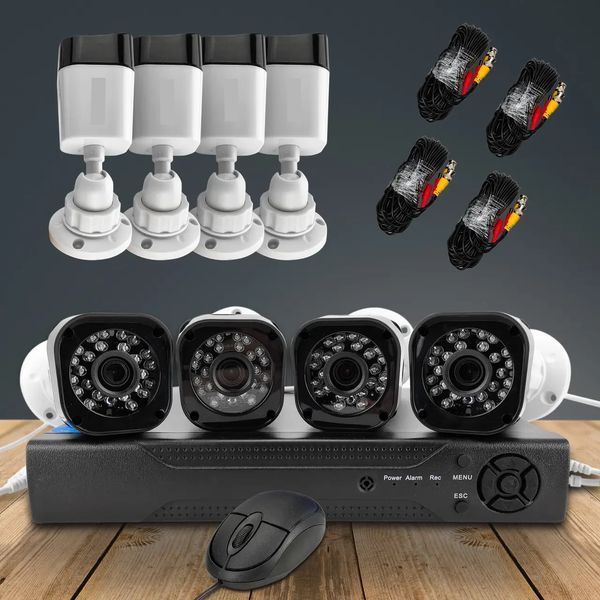 Видеорегистратор 4-канальный DVR KIT HD720 система видео наблюдения для дома офиса склада + 4 камеры с241 фото