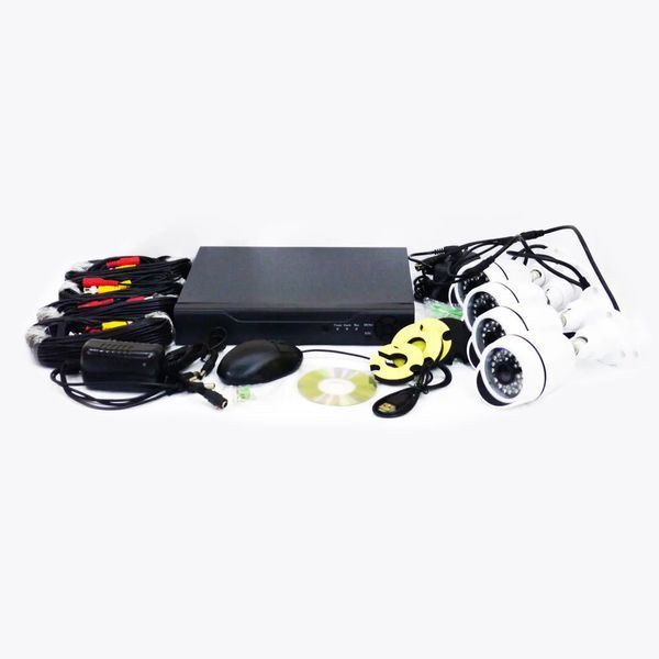Видеорегистратор 4-канальный DVR KIT HD720 система видео наблюдения для дома офиса склада + 4 камеры с241 фото